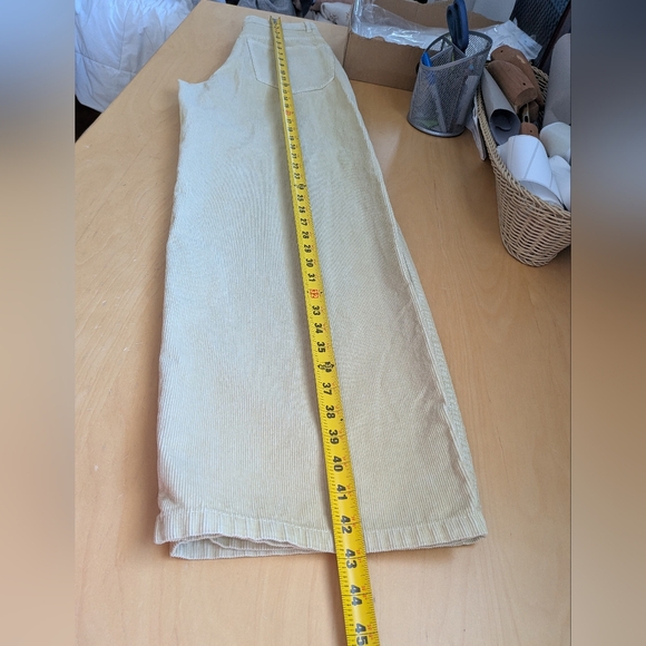 NWOT ZARA Corduroy Women Pants Size 0 Beige Light Yellow Color 100% Cotton Baggy - Picture 10 of 12